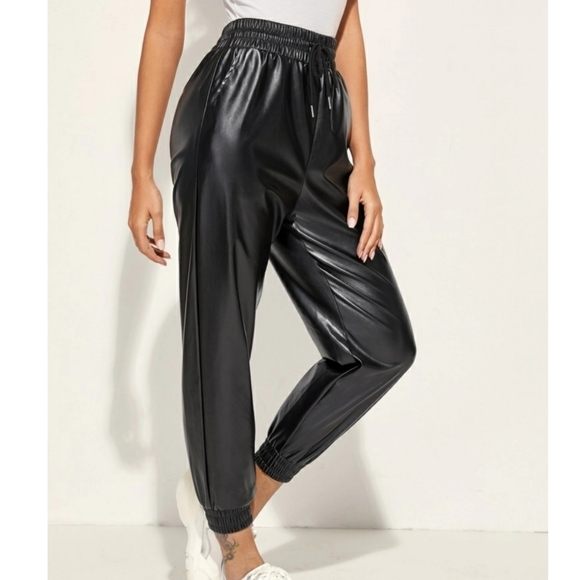 🖤 Drawstring Waist Leather Pants - Picture 4 of 4